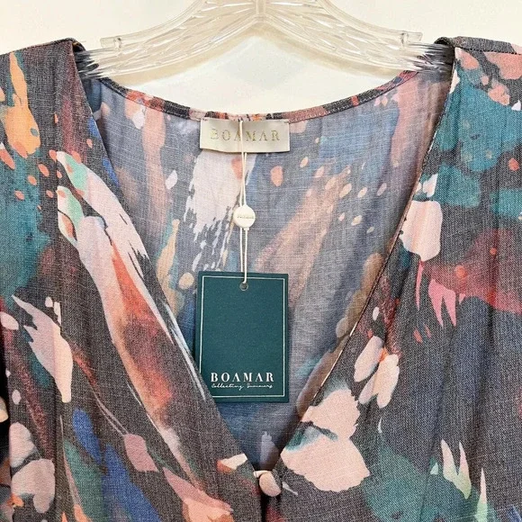 Boamar Reverie Button Down Tie Waist Printed Maxi Dress in Coffee Snake S NWT - Picture 8 of 12